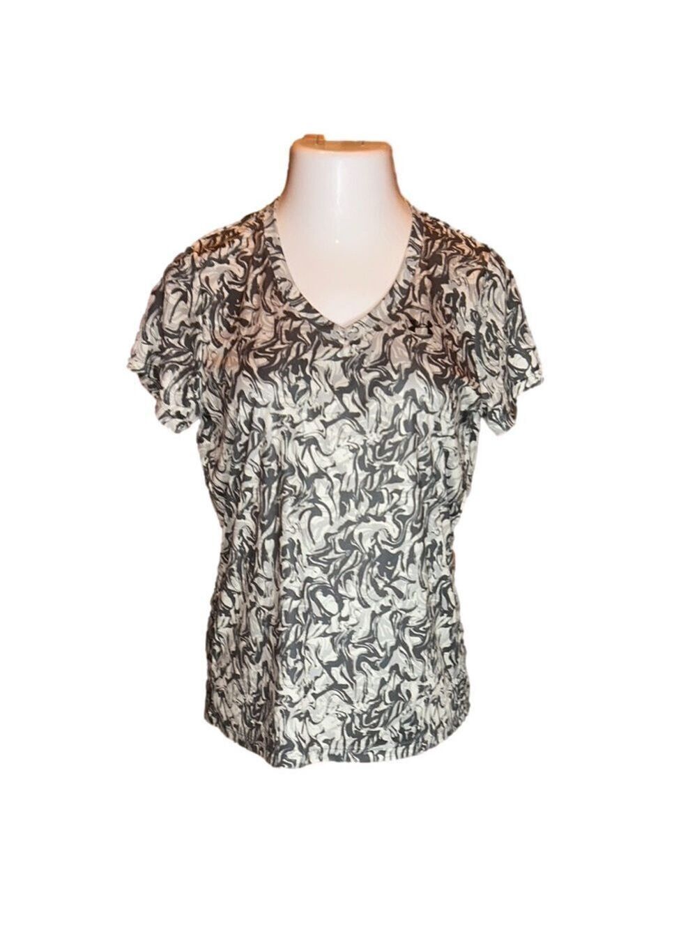 UNDER ARMOUR Shades of Gray Print Loose Athletic Tee Size L